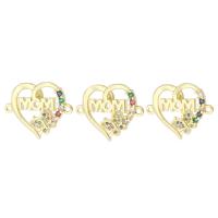 Cubic Zirconia Micro Pave Brass Connector Heart gold color plated fashion jewelry & Mother Day Jewelry & DIY & micro pave cubic zirconia Approx 2mm Sold By Lot