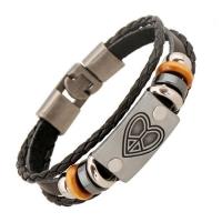 Lederen koord armband, Leer, met Zinc Alloy, Hart, plated, mode sieraden & uniseks, meer kleuren voor de keuze, Lengte Ca 20 cm, Verkocht door PC