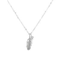 Cubic Zircon Micro bana Sterling Silver Halsband, 925 sterling silver, Feather, platinerade, micro bana cubic zirconia & för kvinna, 20mm, Längd Ca 17.7 inch, Säljs av PC