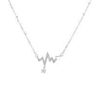 Cubic Zircon Micro bana Sterling Silver Halsband, 925 sterling silver, platinerade, micro bana cubic zirconia & för kvinna, 20x15mm, Längd Ca 17.7 inch, Säljs av PC