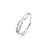 925 sterling zilver Open Finger Ring, geplatineerd, Verstelbare & micro pave zirconia & voor vrouw, Verkocht door PC