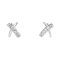 Cubic Zirconia micro pavimenta Sterling Silver Earring, 925 sterline d'argento, placcato color platino, Micro spianare cubic zirconia & per la donna, 5mm, Venduto da coppia