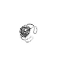 Argent sterling 925 Cuff Bague, poli, Réglable & bijoux de mode & pour femme, Vendu par PC