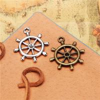 Zinc Alloy Pendler, Ship Wheel, forgyldt, du kan DIY & hule, flere farver til valg, nikkel, bly & cadmium fri, 28x24mm, Solgt af PC