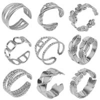 Titano plienas Cuff Finger Ring, padengtą, Reguliuojamas & unisex & tuščiaviduris, daugiau spalvų pasirinkimas, Pardavė PC