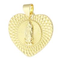 Pendente di ottone in forma cuore, placcato color oro, gioielli di moda & DIY & per la donna, dorato, 20x19x3mm, Foro:Appross. 3mm, 10PC/lotto, Venduto da lotto