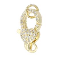 Fermoir mousqueton en laiton, Placage de couleur d'or, bijoux de mode & DIY & pavé de micro zircon & pour femme, doré, 19mm, Trou:Environ 3mm, 10PC/lot, Vendu par lot