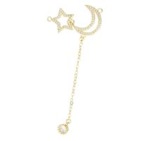 Messing hanger met micro-paved kubieke zirconia's, Maan en Ster, gold plated, mode sieraden & DIY & micro pave zirconia & voor vrouw & dubbel-gat, gouden, 77mm, Gat:Ca 1.5mm, 10pC's/Lot, Verkocht door Lot