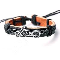 Lederen koord armband, Leer, met Hennep & Zinc Alloy, Verstelbare & mode sieraden & uniseks, meer kleuren voor de keuze, Lengte Ca 17-30 cm, Verkocht door PC