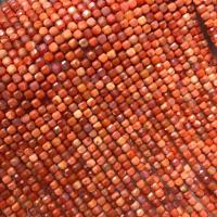 Yunnan Red Agate Bead, Square, polerad, DIY & fasetterad, apelsin, 3.50mm, Såld Per Ca 38 cm Strand