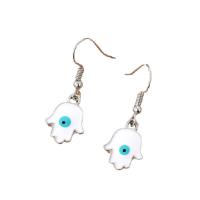 Pendientes de Aleación de Zinc, ojo de malvado, chapado en color de plata, para mujer & esmalte, más colores para la opción, libre de níquel, plomo & cadmio, 15mm, Vendido por Par