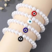 ABS plastikas pearl Apyrankė, su Derva, Evil Eye, įvairių stilių pasirinkimas & moters, daugiau spalvų pasirinkimas, Ilgis 7.5 Inch, Pardavė PC