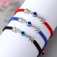 Resin armbanden, Textiel binnenwerk Cord, met Hars & Zinc Alloy, Olifant, silver plated, verstelbaar & voor vrouw, meer kleuren voor de keuze, Lengte 7.5 inch, Verkocht door PC