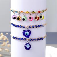 Lampwork Armbänder, Rafi Stroh, mit Lampwork & Harz & Zinklegierung, blöser Blick, silberfarben plattiert, verschiedene Stile für Wahl & für Frau, Länge 7.5 ZollInch, verkauft von PC