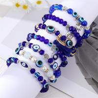 Evil Eye Jewelry Bracelet Zinc Alloy with ABS Plastic Pearl & Crystal & Resin gold color plated & for woman & enamel & with rhinestone nickel lead & cadmium free Length 7.5 Inch Sold By PC