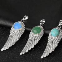 Gemstone Vedhæng Smykker, Zinc Alloy, med Ædelsten, Wing Shape, forskellige materialer til valg & Unisex, nikkel, bly & cadmium fri, 16x53mm, Solgt af PC