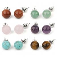 Gemstone Oorbellen, Zinc Alloy, met Edelsteen, verschillende materialen voor de keuze & voor vrouw, nikkel, lood en cadmium vrij, 8x8x20mm, Verkocht door pair