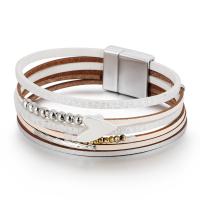 Bracelets cordon PU, cuir PU, avec alliage de zinc, coeur, fade et jamais plaqué de haute qualité, bijoux de mode & multicouche & pour femme, plus de couleurs à choisir, Longueur 19.5 cm, Vendu par PC