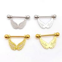 Stainless Steel Nipple Ring 304 Stainless Steel plated & micro pave cubic zirconia & for woman 24mm Sold By PC