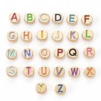 Zinc Alloy Alphabet Beads Flat Round gold color plated double-sided enamel & DIY mixed colors nickel lead & cadmium free Approx 1.5mm Sold By Bag