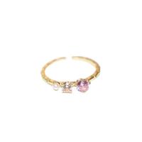 Kubieke Circonia Micro Pave Brass Ring, Messing, gold plated, Verstelbare & micro pave zirconia & voor vrouw, roze, Verkocht door PC