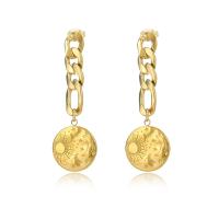 Stainless Steel Drop Earring 304 Stainless Steel gold color plated for woman Sold By Pair