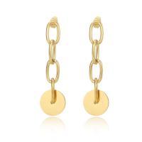 Stainless Steel Drop Earring 304 Stainless Steel gold color plated for woman Sold By Pair