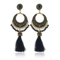 Fashion Fringe Boucles d'oreilles, alliage de zinc, avec plastique, Plaqué de couleur d'or antique, bijoux de mode & pour femme & émail, plus de couleurs à choisir, protéger l'environnement, sans nickel, plomb et cadmium, 105x42mm, Vendu par paire