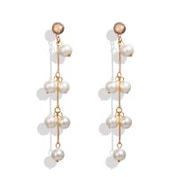 Zinc Alloy Drop Earring, med Plastic Pearl, mode smykker & for kvinde, nikkel, bly & cadmium fri, 106x10mm, Solgt af par