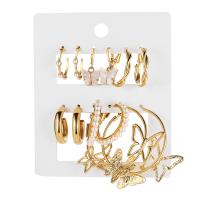 Zinc Alloy Oorbel Set, met Plastic Pearl, 6 stuks & mode sieraden & voor vrouw, gouden, nikkel, lood en cadmium vrij, Verkocht door Stel