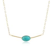 Collier de bijoux en acier inoxydable, Acier inoxydable 304, avec turquoise, avec 1.97inch chaînes de rallonge, bijoux de mode & pour femme, doré, Longueur Environ 16.54 pouce, Vendu par PC