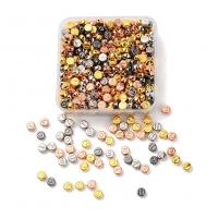 Kobber Coated Plastperler, Kobber Coated Plastic, du kan DIY, blandede farver, 7x4mm, Hole:Ca. 1.4mm, Ca. 500pc'er/Box, Solgt af Box