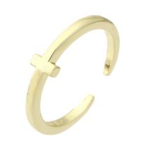 cobre Cuff Ring Finger, Roda, cromado de cor dourada, joias de moda & para mulher, dourado, 2mm, Buraco:Aprox 1mm, tamanho:7.5, 10PCs/Lot, vendido por Lot