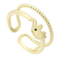 cobre Cuff Ring Finger, Roda, cromado de cor dourada, joias de moda & micro pavimento em zircônia cúbica & para mulher, dourado, 6.50mm, Buraco:Aprox 1mm, tamanho:7, 10PCs/Lot, vendido por Lot