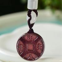 Cinnabar Halsketting, met Glas, Rond plat, folk stijl & voor paar, fuchsia, 29.30x5.80mm, Lengte Ca 38 cm, Verkocht door PC