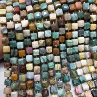 Ocean Agate Bead, Square, poleret, du kan DIY & facetteret, blandede farver, 7x8mm, Solgt Per Ca. 38 cm Strand