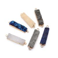 Is Quartz Agate Connetor, Ice Quartz Agate, med Messing, Rektangel, guldfarve belagt, Druzy stil & du kan DIY & 1/1 løkke, flere farver til valg, 11x45mm, Solgt af PC