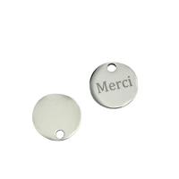 Edelstahl Etikette, 304 Edelstahl, rund, DIY, originale Farbe, 15mm, 10PCs/Tasche, verkauft von Tasche