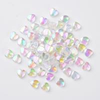 Perles acryliques transparentes, Acrylique, coeur, Placage de couleur AB, DIY, multicolore, 8x8x3mm, Trou:Environ 1.5mm, Environ 2800PC/sac, Vendu par sac