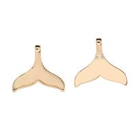 Messing hangers, De staart van de zeemeermin, hoge kwaliteit gold plated, 16x17mm, Gat:Ca 4mm, Verkocht door PC