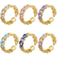 Messing Manchet Finger Ring, gold plated, Verstelbare & micro pave zirconia & voor vrouw & glazuur & hol, meer kleuren voor de keuze, 23.50mm, Verkocht door PC