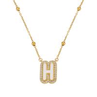 Kubieke Zirkoon Micro Pave Brass Ketting, Messing, Letter H, gold plated, micro pave zirconia & voor vrouw & glazuur, meer kleuren voor de keuze, 480x3mm, Verkocht door PC