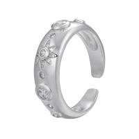 Messing Manchet Finger Ring, plated, Verstelbare & micro pave zirconia & voor vrouw, meer kleuren voor de keuze, 22.50mm, Gat:Ca 4mm, Verkocht door PC