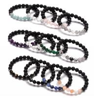 Gemstone Bracelet, le Lava, ábhair éagsúla do rogha & unisex & ilghnéitheach, 8mm, Fad Thart 7.28 Inse, Díolta De réir PC