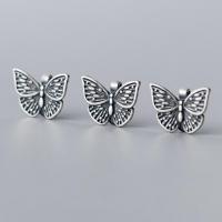 Sterling Silver Bracelet znaleziska, Srebro 925, Motyl, Powlekane, DIY & matowy, srebro, 14x11x5.70mm, sprzedane przez PC