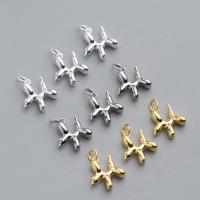 925純銀ペンダント, 92.5％純度シルバー, イヌ, メッキ, DIY, 無色, 10.80x10.90x4mm, 穴:約 2.6mm, 売り手 パソコン