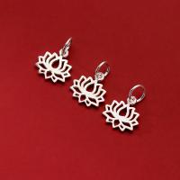 925 Sterling Sølv vedhæng, Lotus, poleret, du kan DIY & hule, sølv, 11.50x11x1.20mm, Solgt af PC