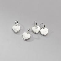 925 Sterling Sølv vedhæng, Heart, poleret, du kan DIY, sølv, 8x7x1.60mm, Solgt af PC