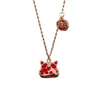 Collane d'argento sterlina, 925 argento sterlina, with 1.96 inch extender chain, Tigre, placcato, per la donna & smalto, nessuno, Lunghezza Appross. 15.74 pollice, Venduto da PC