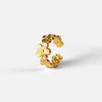 acero inoxidable 304 Anillo de dedo Cuff, Flor, 18K chapado en oro, Ajustable & para mujer, Vendido por UD